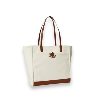 Lauren Ralph Lauren Grote beige canvas Cameryn tote tas