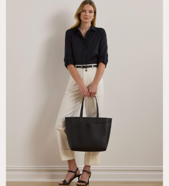 Lauren Ralph Lauren Borsa tote Cameryn grande pelle granulata bianco sporco