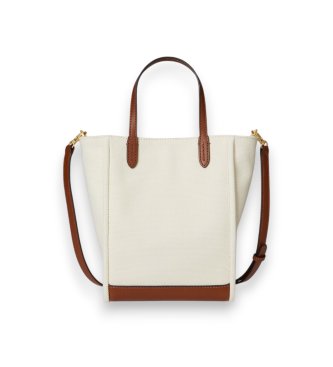 Lauren Ralph Lauren Kleine beige canvas Cameryn tote tas