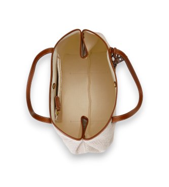 Lauren Ralph Lauren Mala tote Emerie em lona e pele cor de taupe