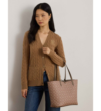 Lauren Ralph Lauren Stor vendbar taske i taupe