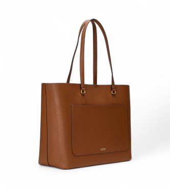 Lauren Ralph Lauren Karly brown cross body leather tote bag