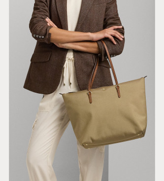 Lauren Ralph Lauren Borsa tote grande in nylon beige Keaton