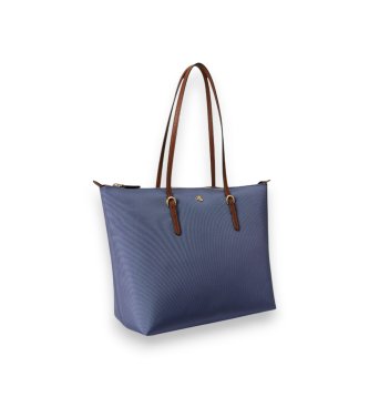 Lauren Ralph Lauren Keaton-tote i mellemstørrelse af blå nylon