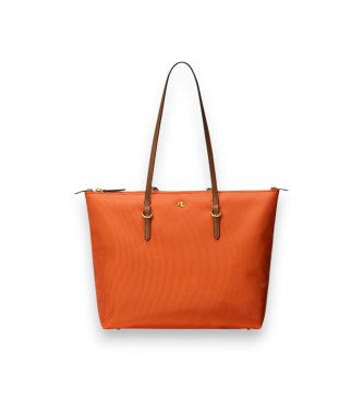 Lauren Ralph Lauren Oranje nylon Keaton medium tote tas