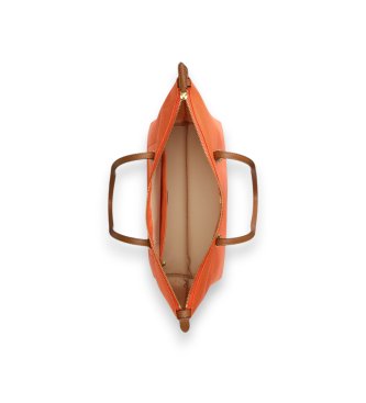 Lauren Ralph Lauren Oranje nylon Keaton medium tote tas
