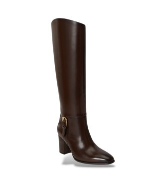 Lauren Ralph Lauren Raelynn brown patent leather tall boot