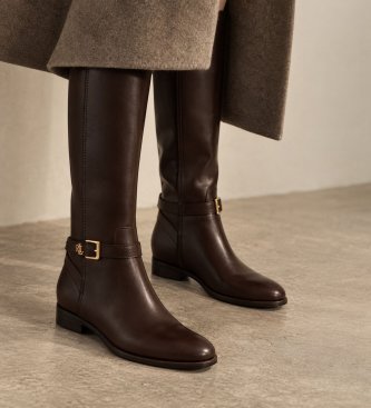 Lauren Ralph Lauren Botas alta Brooke II de piel de becerro marrón
