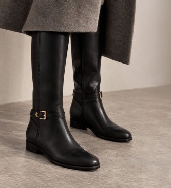 Lauren Ralph Lauren Botas alta Brooke II de piel de becerro negro