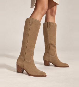 Lauren Ralph Lauren Botas altas Harpher de ante beige