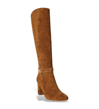 Lauren Ralph Lauren Bottes hautes Kellie en daim  talons bruns 
