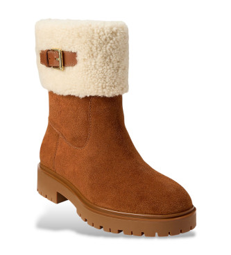 Lauren Ralph Lauren Brown suede and sheepskin Allyson ankle boots