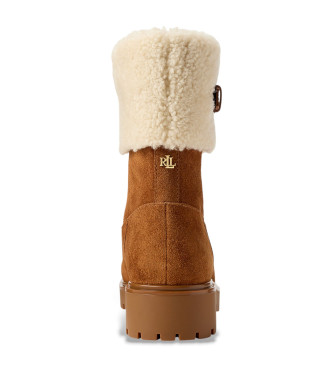Lauren Ralph Lauren Brown suede and sheepskin Allyson ankle boots