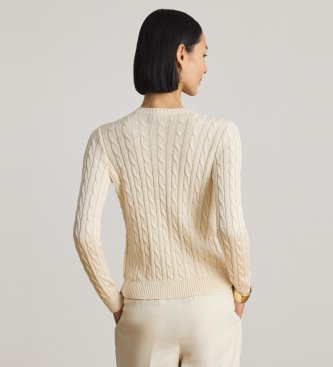 Lauren Ralph Lauren Beiger Cardigan aus Baumwolle mit Zopfmuster