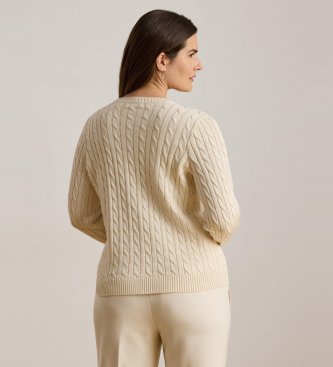 Lauren Ralph Lauren Beiger Cardigan aus Baumwolle mit Zopfmuster