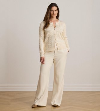 Lauren Ralph Lauren Beiger Cardigan aus Baumwolle mit Zopfmuster