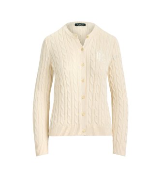 Lauren Ralph Lauren Beiger Cardigan aus Baumwolle mit Zopfmuster