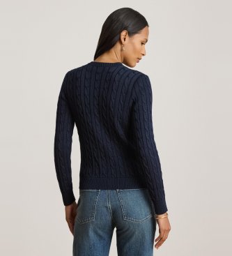 Lauren Ralph Lauren Marinefarbener Cardigan aus Baumwolle mit Zopfmuster