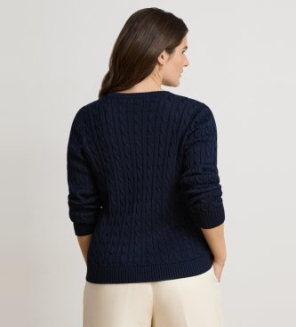 Lauren Ralph Lauren Marinefarbener Cardigan aus Baumwolle mit Zopfmuster