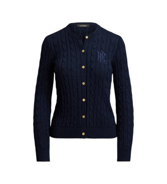 Lauren Ralph Lauren Marinefarbener Cardigan aus Baumwolle mit Zopfmuster