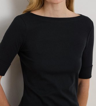 Lauren Ralph Lauren Elastisk sort bomuldst-shirt