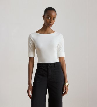Lauren Ralph Lauren Hvid t-shirt med bådhals 