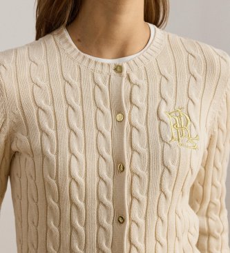 Lauren Ralph Lauren Beige flettet strikket bomuldscardigan