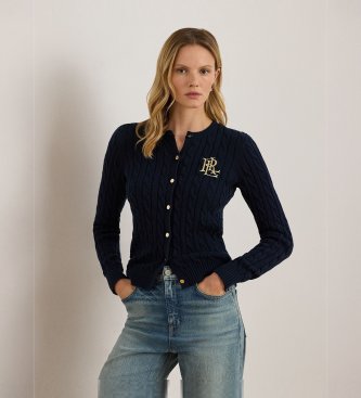 Lauren Ralph Lauren Cardigan en tricot de coton tressé marine