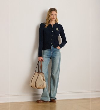Lauren Ralph Lauren Cardigan en tricot de coton tressé marine