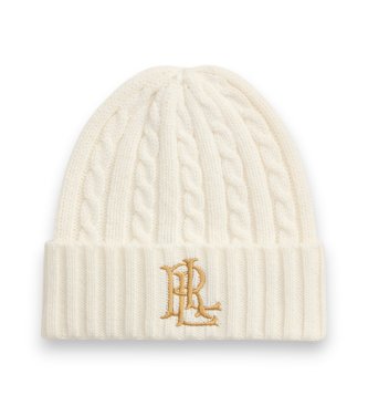 Lauren Ralph Lauren Mössa i flätstickning med logotyp beige