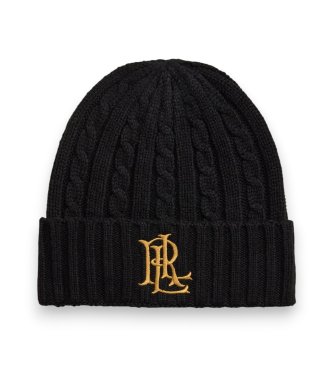 Lauren Ralph Lauren Kapa v kabelskem pletenju s ?rnim logotipom