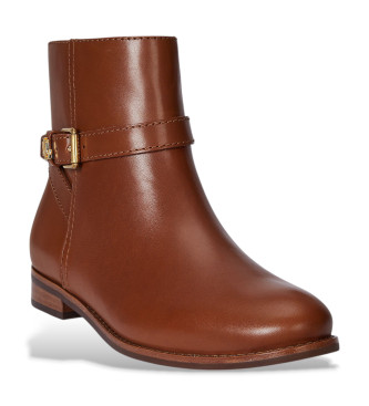 Lauren Ralph Lauren Brooke II brown calfskin ankle boots 