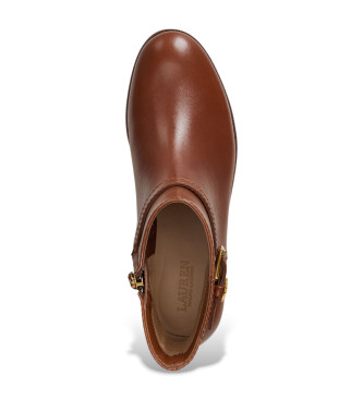 Lauren Ralph Lauren Brooke II brown calfskin ankle boots 