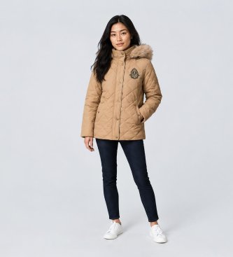 Lauren Ralph Lauren Casaco de penas acolchoado bege