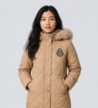 Lauren Ralph Lauren Casaco de penas acolchoado bege