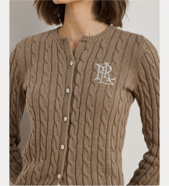 Lauren Ralph Lauren Gilet tricot en coton tress marron