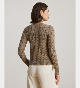 Lauren Ralph Lauren Gilet tricot en coton tress marron