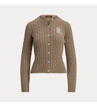 Lauren Ralph Lauren Gilet tricot en coton tress marron