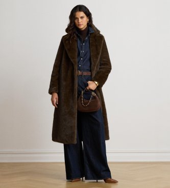 Lauren Ralph Lauren Bruine zeemansjas van imitatiebont