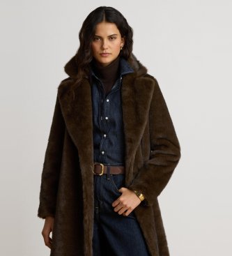 Lauren Ralph Lauren Bruine zeemansjas van imitatiebont