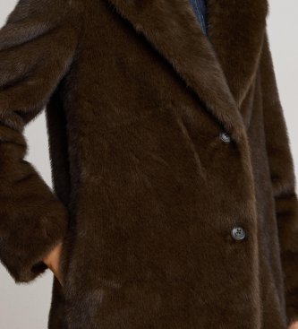 Lauren Ralph Lauren Bruine zeemansjas van imitatiebont