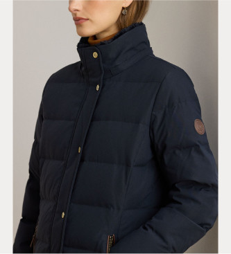 Lauren Ralph Lauren Granatowy płaszcz puchowy ze sztucznego futra