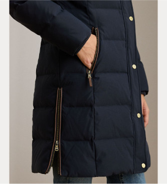 Lauren Ralph Lauren Granatowy płaszcz puchowy ze sztucznego futra