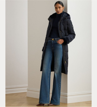 Lauren Ralph Lauren Granatowy płaszcz puchowy ze sztucznego futra