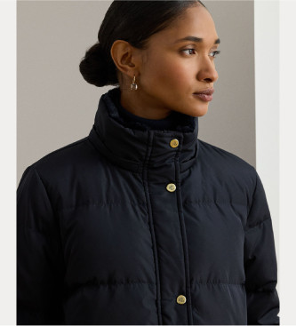 Lauren Ralph Lauren Granatowy płaszcz puchowy ze sztucznego futra
