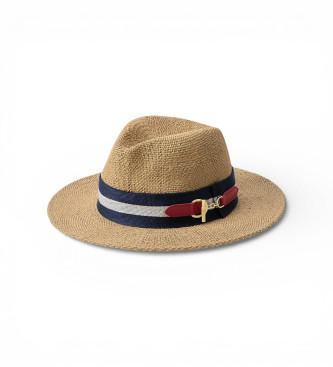 Lauren Ralph Lauren Fedora i halm med dekorativt beige band