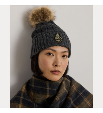 Lauren Ralph Lauren Gorro Crest Pom Pom gris