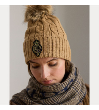 Lauren Ralph Lauren Gorro Crest Pom Pom marrn