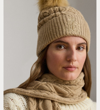 Lauren Ralph Lauren Bruine Pom Pom muts