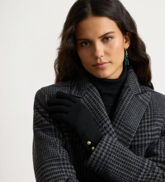 Lauren Ralph Lauren Svarta handskar med två knappar